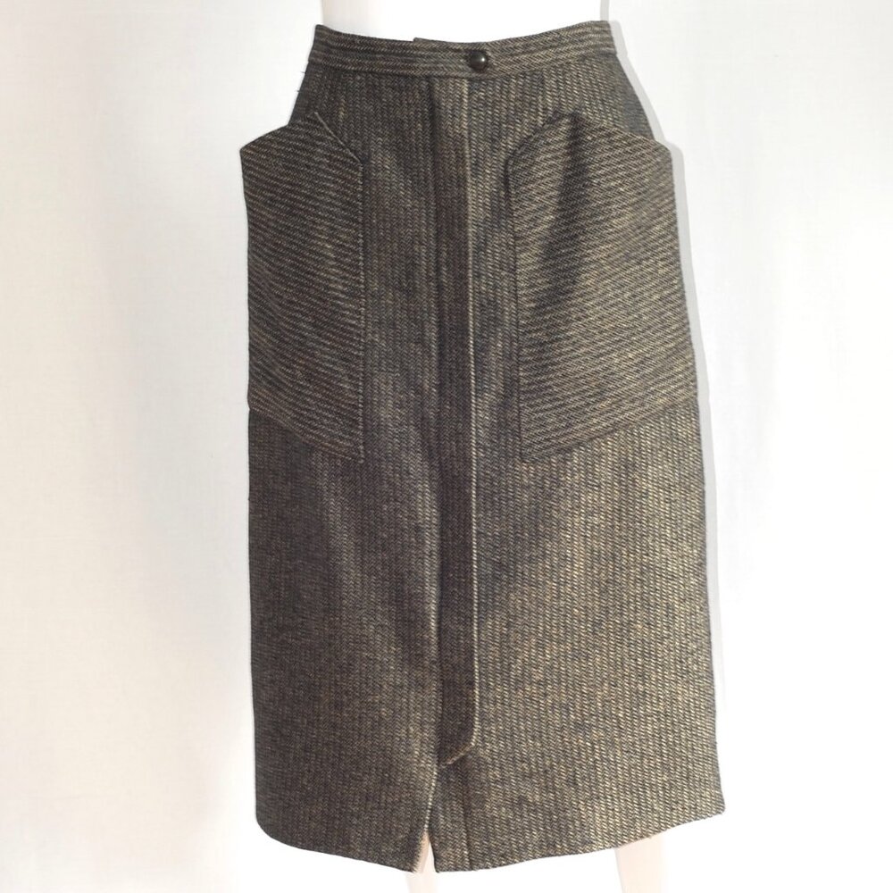 Martine Douvier Paris Wool Skirt With Front Zipper & Big Pockets - France